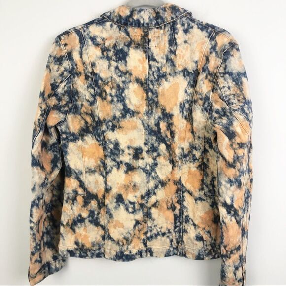 ROMABLUE Vintage Look Bleach Tie Dye Denim Jacket Blue Orange Women’s Size Large - Picture 7 of 13